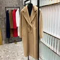 LN 2022FW WOMEN CASHMERE COAT WITH HORN BUCKLE