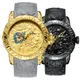 Men Mechanical Watch Man Big Watches Gold Full Black Wristwatch Creative Golden Dragon Watches Laser