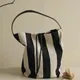 Women Tote Bag Striped Canvas Casual Fashion Simple SOFT Shoulder Bag Purses and Handbags