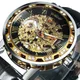 Unisex Classic Skeleton Mens Watch Luxury Diamond Case Gold Mechanical Watches Casual Leather Steel