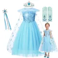 Disney Frozen Elsa Queen Kids Cosplay Princess Dresses for 2-10 Years Old Girls Fancy Party Girls