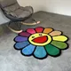 80cm Cartoon Smiley Round Carpet Soft Plush Shaggy Sunflower Lounge Rug Anti-slip Coffee Table Rug