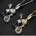 Ice Out Shiny 44 Large Spinning Disc Pendant Number Necklace for Men and Women Hip Hop Rap Street