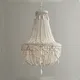 Retro Industrial Wood Pendant Light Vintage White/Gray Wood Bead Suspension Lighting Bedroom Dining
