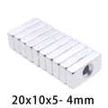 1/5/10/20/50/500pcs 20x10x5-4 N35 Super Strong Block Countersunk Magnet 20 x 10 x 5 mm Hole 4mm Rare