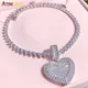 New Can Be Opened Heart-shaped Photo Pendant Necklace Iced Out Bling Hearts Chain Cubic Zirconia