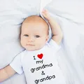 I Love My Grandma and Grandpa Baby Bodysuit Cute Newborn Baby Rompers Summer Short Sleeve Bodysuits