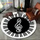 Piano Black White Key Music Symbol Area Rug Round Carpet Rug for Living Room Bedroom Sofa Foot Pad