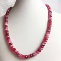 Rare 5*8MM Faceted Red Ruby Necklace Vintage Natural Stone Jewelry Noble Elegant Exquisite Beaded