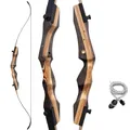 62" Wooden Takedown Recurve Bow Set 25-50 Lbs Right Hand Archery Hunting Bow for Adult Beginners