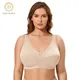 DELIMIRA Women's Non Padded Plus Size Wireless Support Full Coverage Bra Black Beige D DD E F Cup