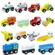Wooden Train Toys Fire Truck Police Car Ambulance Compatible Thomas Train Track Wooden Toys For