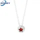 Red Crystal Star Pendant Necklace Fashion Charm Silver Color Drop Neck Chain for Women Jewelry