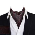 Ikepeibao Men Luxury Wine Floral Cravat Silk Dot Paisley Ascot Self British Gentleman Polyester