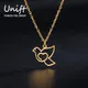 Unift Love Heart Bird Dove Necklaces for Women Stainless Steel Pendant Neck Chain Trendy Fashion