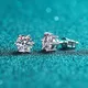 KNOBSPIN Moissanite Stud Earrings 14K White Gold Plated Sterling Silver D VVS1 Lab Diamond 6 Claws