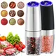 2/1pcs Electric Pepper Mill Stainless Steel Automatic Gravity Shaker Salt Pepper Grinder Set Spice