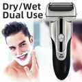 3-Blade Wet Dry Electric Shaver For Men Beard Stubble 3D Triple Floating Blade Washable Facial