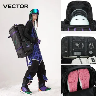 VECTOR Ski Backpack Snowboard Bag 55L Large Capacity Waterproof Ski Boots Bag Adjustable Waterproof