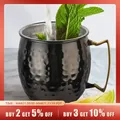 Creative Stainless Steel Hammered Point Cocktail Mug Non-Slip with Gold Handle Drum Mug for Home