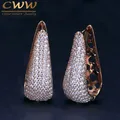 CWWZircons Full Micro Pave Cubic Zirconia Stone Gorgeous Rose Gold Color CZ Crystal Women Long Big