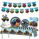 Monster Truck Party Disposable Tableware Monster Truck Paper Plate Cup Napkin Happy Birthday Cake