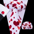 Red Heart White Silk Wedding Tie For Men Handky Cufflink Gift Mens Necktie Fashion Designer Business