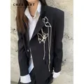 CHEERART Vintage Black Blazer For Women Embroidery Butterfly Ladies Blazer Jacket Designer Suits