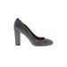 J.Crew Factory Store Heels: Slip On Chunky Heel Cocktail Gray Print Shoes - Women's Size 10 - Round Toe