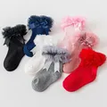 Toddler Socks bitter Fleabane Sock Gauze Double Bow Baby Girl Sock Princess Dress Lace Stockings