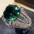 Vintage AAAAA Emerald cz ring 925 Sterling Silver Engagement Wedding Rings for women Men Fine Party