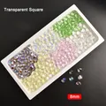 8mm Ice Permeable Fat Square Nail Art Water Diamond Transparent Glass Crystal Mix Color Manicure DIY