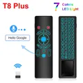 voice Remote Control 2.4G Fly Air mouse T8 Plus mini Wireless keyboard 7 Colors Backlit touchpad for