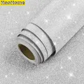 HaoHome Sparkly Glitter Contact Paper Peel and Stick Silver Wallpaper Vinyl Bling Wallcovering Self