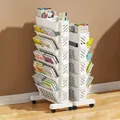 Simple Movable Book Shelf on Wheels Storage Bookcase Creative Bookshelf Display Stand Home