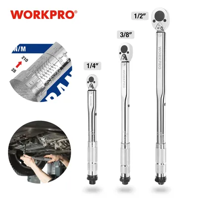 WORKPRO 1/4'' 3/8'' 1/2'' Square Drive Torque Wrench 5-210 N.m Auto Repair Two-way Precise Ratchet