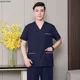 Medical Uniforms Men Scrub Top Surgical Overalls Short Sleeve Nursing Clothes V Neck Scrub Shirt