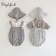 baby clothes Summer ins pop cotton plaid sling + sun hat + short-sleeved shirt baby boy three-piece