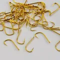 50pcs Non-barb Hook Golden Stingless hook High Carbon Steel Fish Hook Barbed fishhook for earthworm