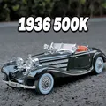 1:24 Mercedes-Benz 500K 1936 Classic Car Alloy Car Model Sound and Light Pull Back Children's Toy