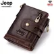 New Cowhide Leather Men's Wallet Coin Purse RFID Small Card Holder Fashion Chain PORTFOLIO