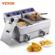 VEVOR Commercial Electric Deep Fryer w/Dual Tanks 12L 3000W Stainless Steel Countertop Fryer for