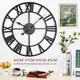 40/47/60/80cm Wall Clock Modern 3D Large Retro Black Iron Round Hollow Metal Wall Clock Nordic Roman