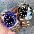 BLIGER Japan NH35A MIYOTA 8215 PT5000 Automatic Men Watch Two Tone Gold Bracelet Blue Black Sunburst