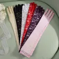 50cm Transparent Long Gloves Lace For Women Black Red White Pink Purple Fashion Spring Bride Sexy