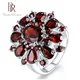 Bague Ringen Top Brand Dark Red Created Ruby Gemstone Flower Shape Wedding Ring Rings For Women