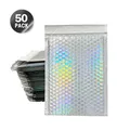50 Holographic Mailers New Material Pe + Pearl Film Laser Silver Waterproof Courier Filled Bubble