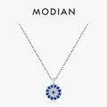 MODIAN Blue Eye Necklace 925 Sterling Silver Zirconia Eyes Pendant Necklaces Trendy Link Chain