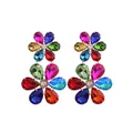 Aretes Lovely Shiny Rhinestone Big Flowers Dangle Earrings For Women Jewelry Fashion Lady's Dress