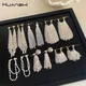 HUANZHI Silver Color Chain Tassel Earring Necklace Bracelet for Women Girls Fashion Chic Design